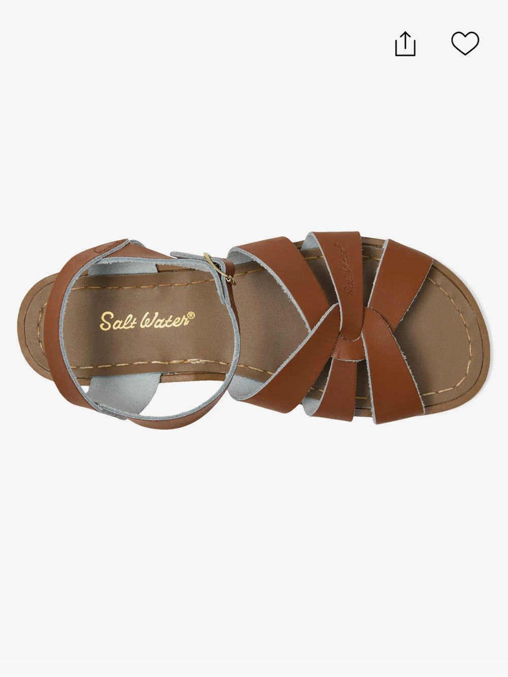 Salt Water | Girls Tan Brown Leather Strappy Original Side Buckle Sandals Sz 3